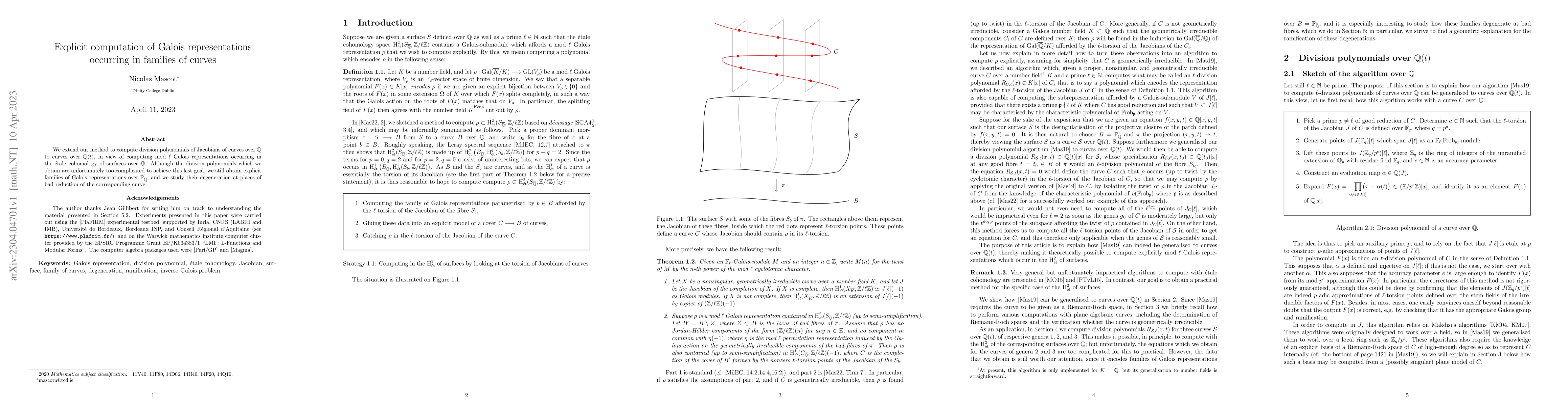 Thumbnail for Explicit computation of Galois representations occurring in families of
  curves