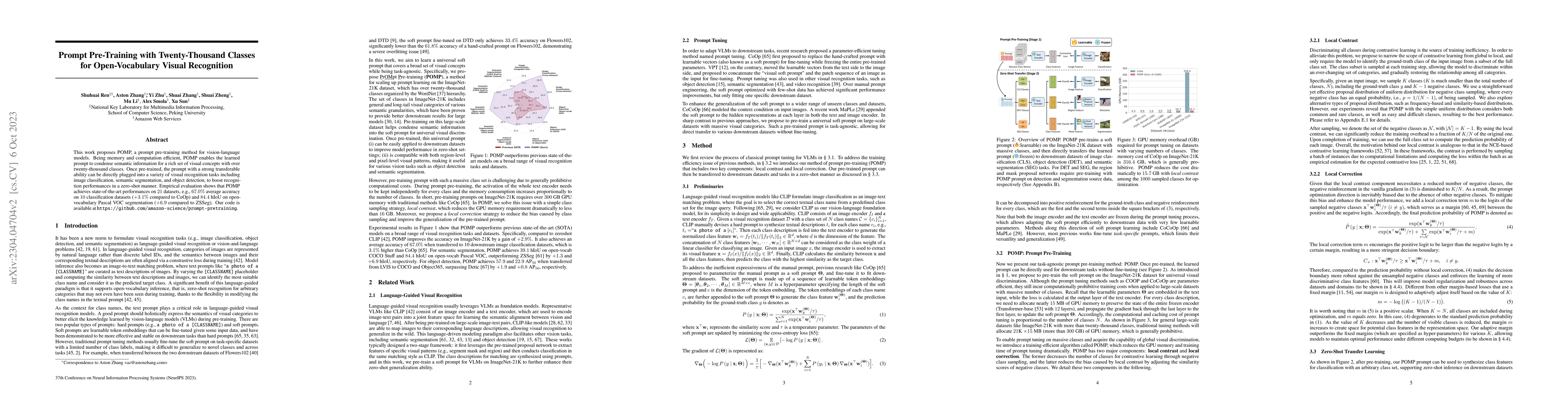 Thumbnail for Prompt Pre-Training with Twenty-Thousand Classes for Open-Vocabulary
  Visual Recognition