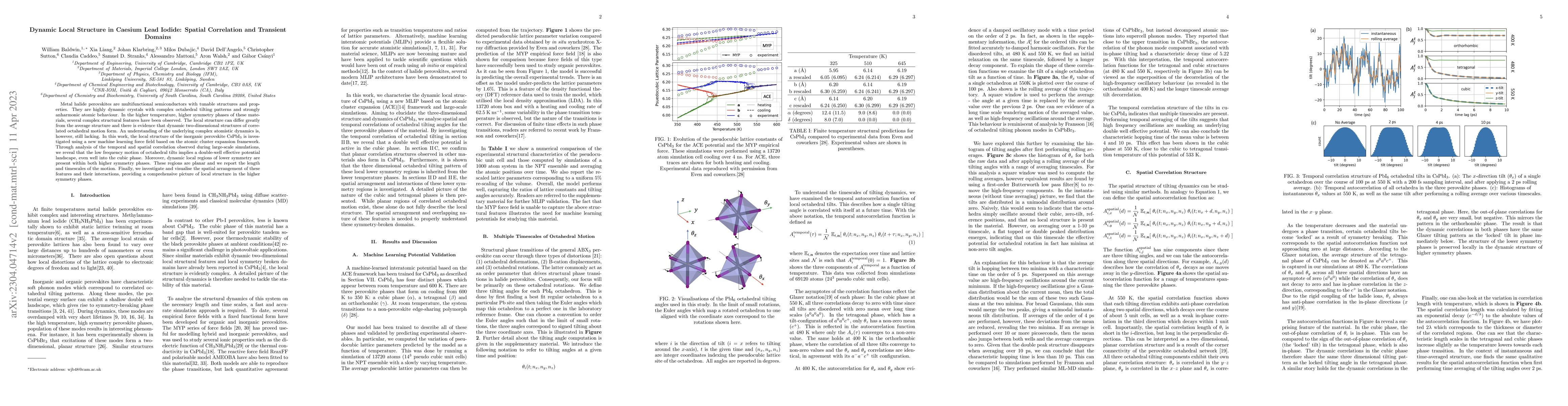 Thumbnail for Dynamic Local Structure in Caesium Lead Iodide: Spatial Correlation and
  Transient Domains