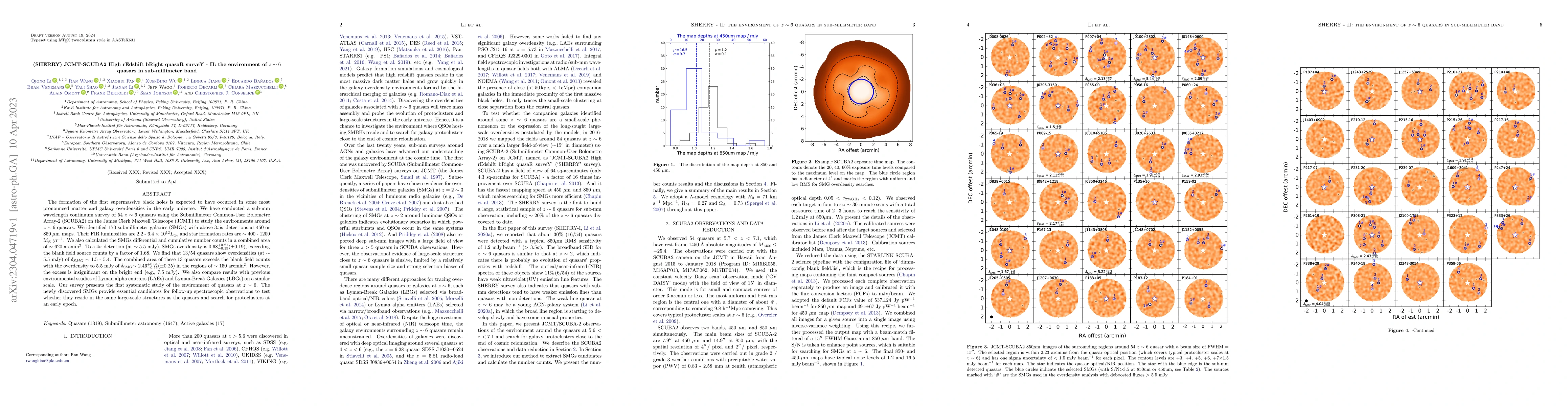 Thumbnail for (SHERRY) JCMT-SCUBA2 High Redshift Bright Quasar Survey -- II: the
  environment of z~6 quasars in sub-millimeter band