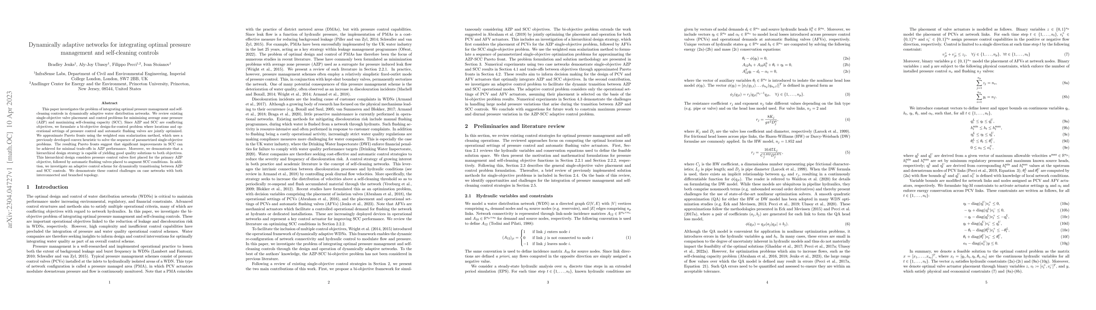 Thumbnail for Dynamically adaptive networks for integrating optimal pressure
  management and self-cleaning controls