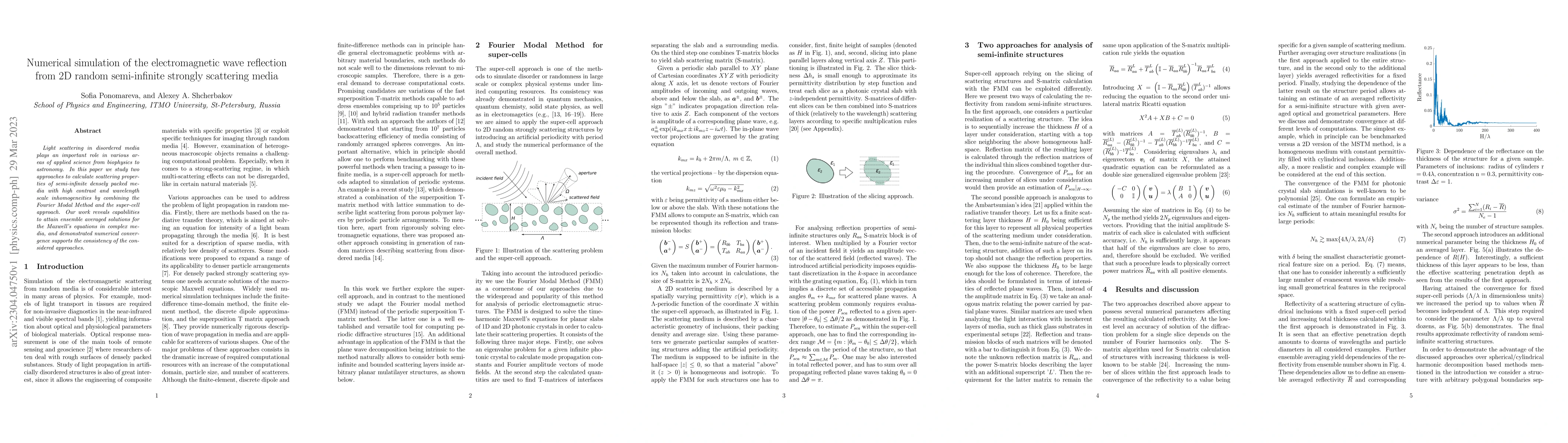 Thumbnail for Numerical simulation of the electromagnetic wave reflection from 2D
  random semi-infinite strongly scattering media