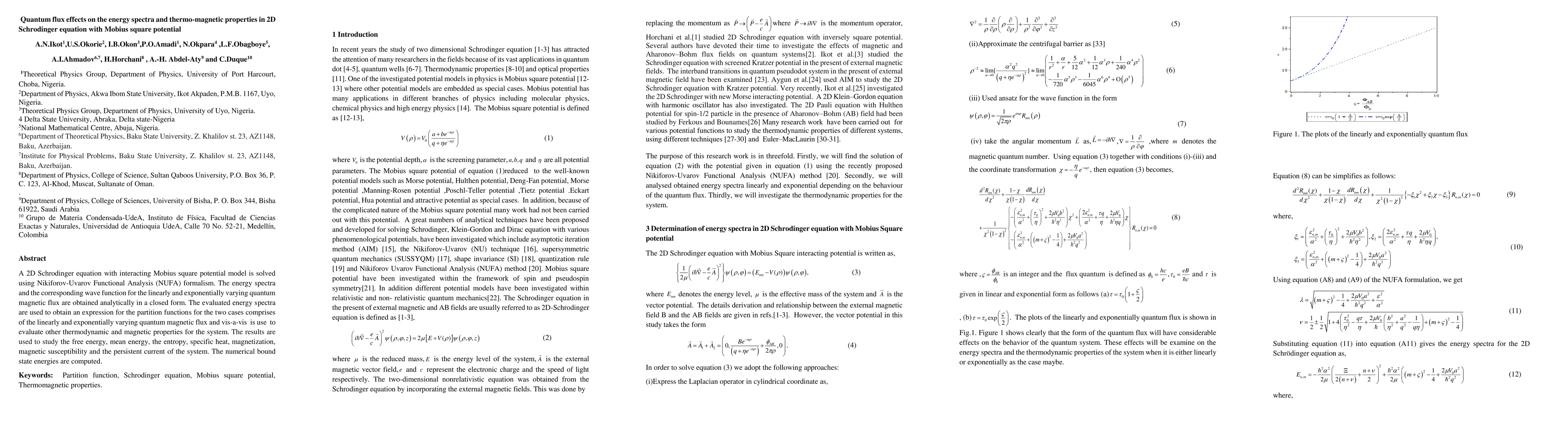 Thumbnail for Quantum flux effects on the energy spectra and thermo-magnetic
  properties in 2D Schrodinger equation with Mobius square potential