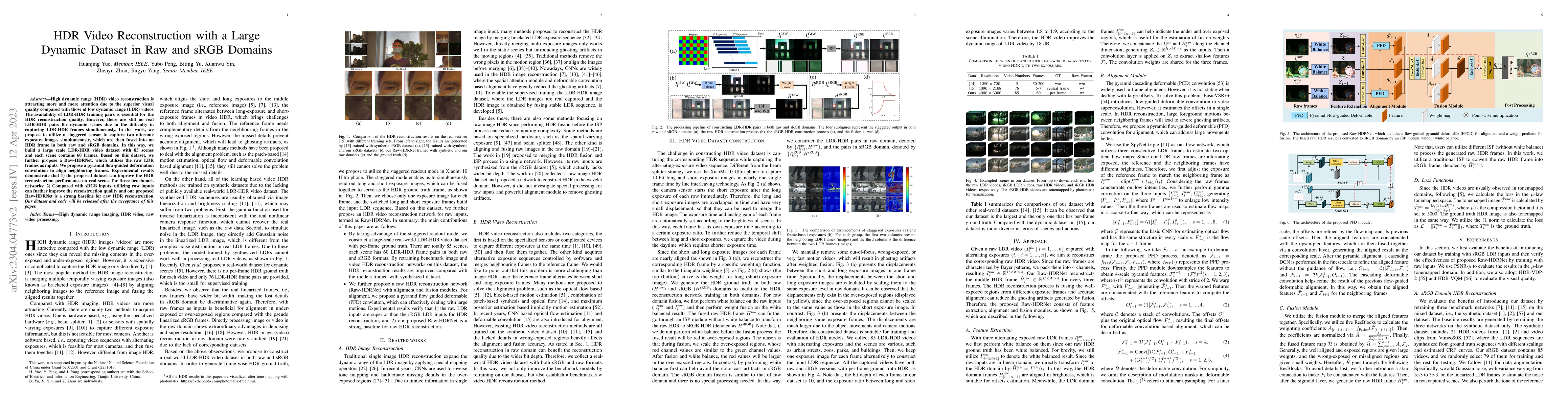 Thumbnail for HDR Video Reconstruction with a Large Dynamic Dataset in Raw and sRGB
  Domains