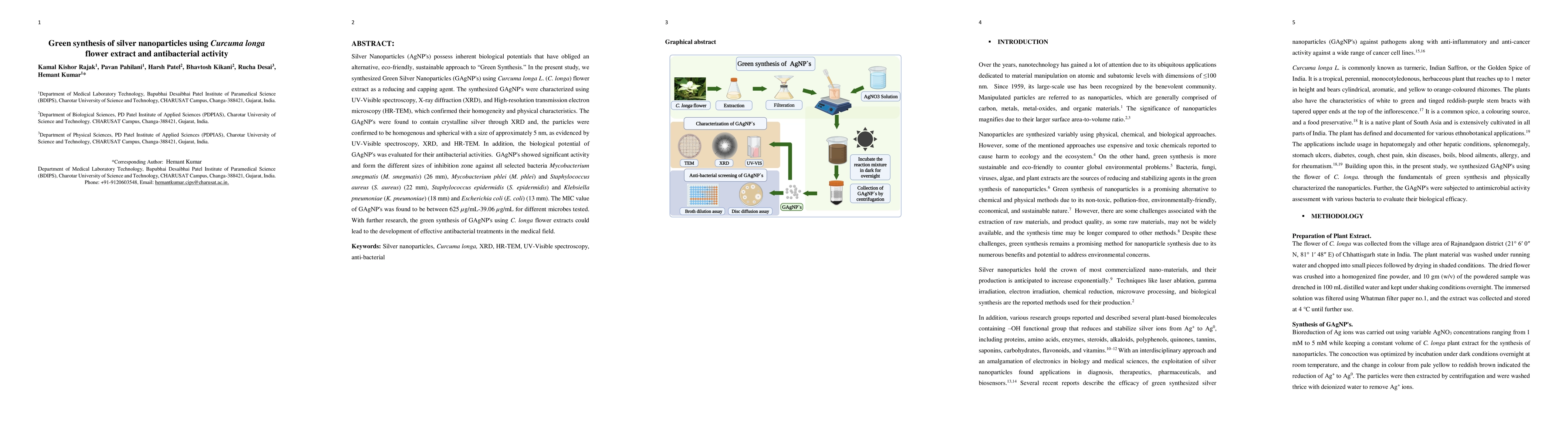 Thumbnail for Green synthesis of silver nanoparticles using Curcuma longa flower
  extract and antibacterial activity