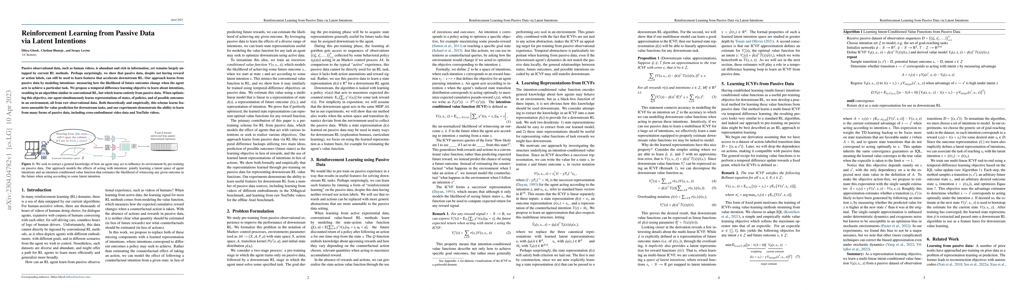 Thumbnail for Reinforcement Learning from Passive Data via Latent Intentions