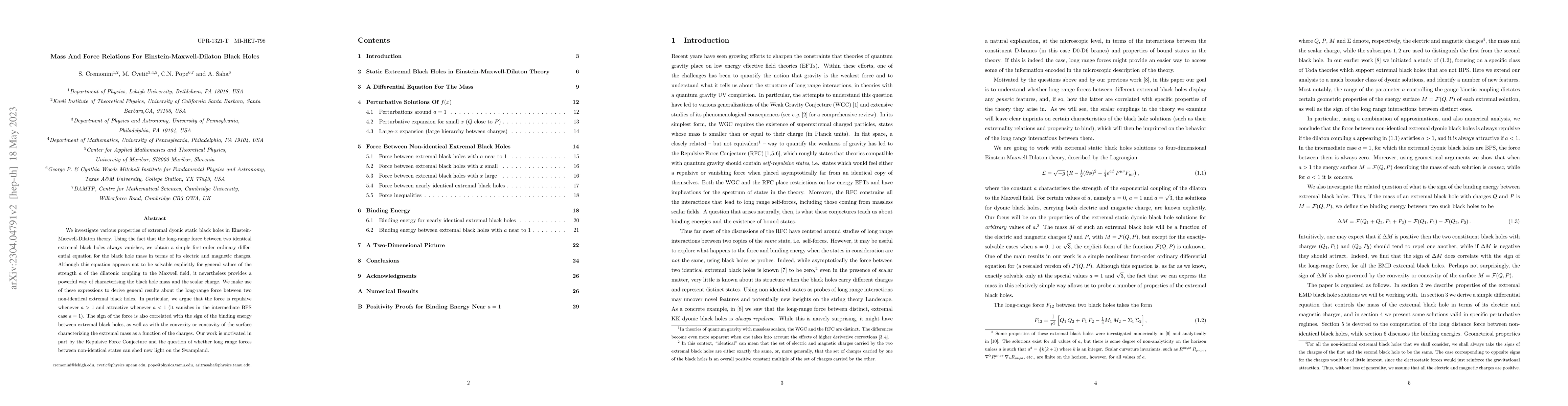 Thumbnail for Mass And Force Relations For Einstein-Maxwell-Dilaton Black Holes