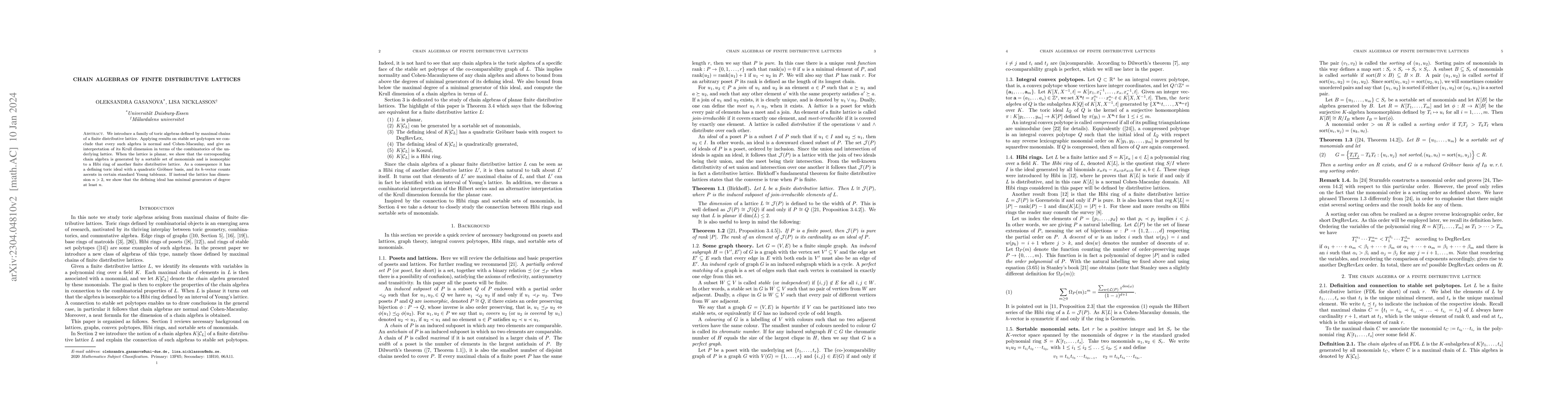 Thumbnail for Chain algebras of finite distributive lattices