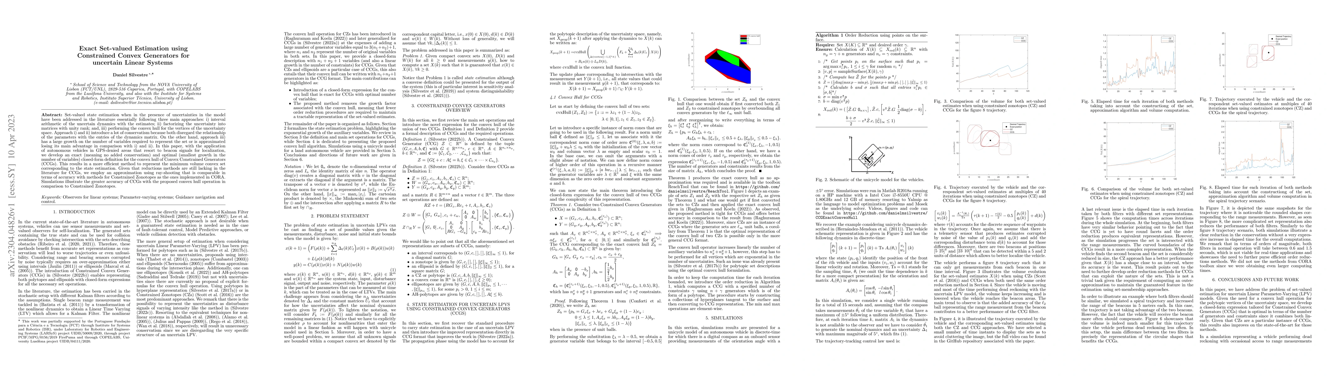 Thumbnail for Exact Set-valued Estimation using Constrained Convex Generators for
  uncertain Linear Systems