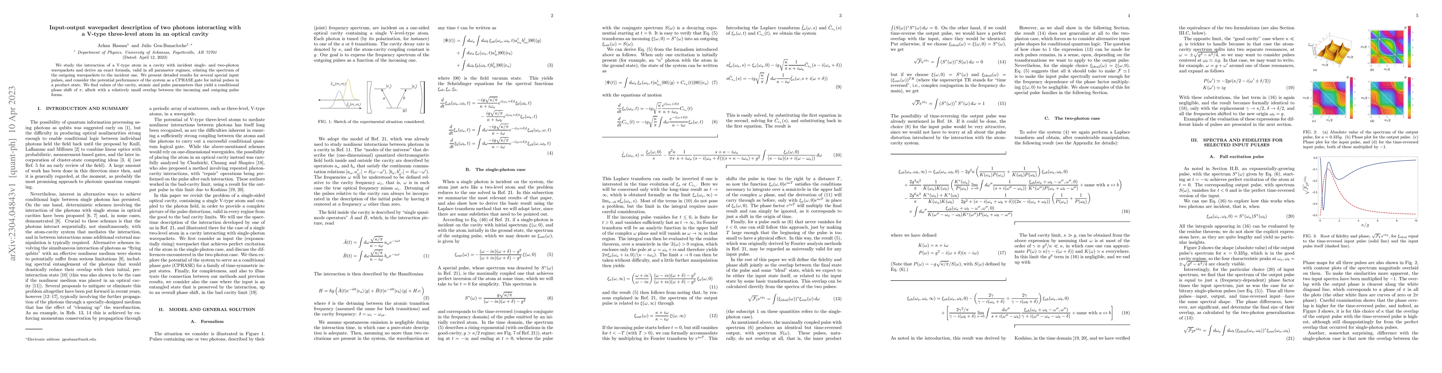 Thumbnail for Input-output wavepacket description of two photons interacting with a
  V-type three-level atom in an optical cavity
