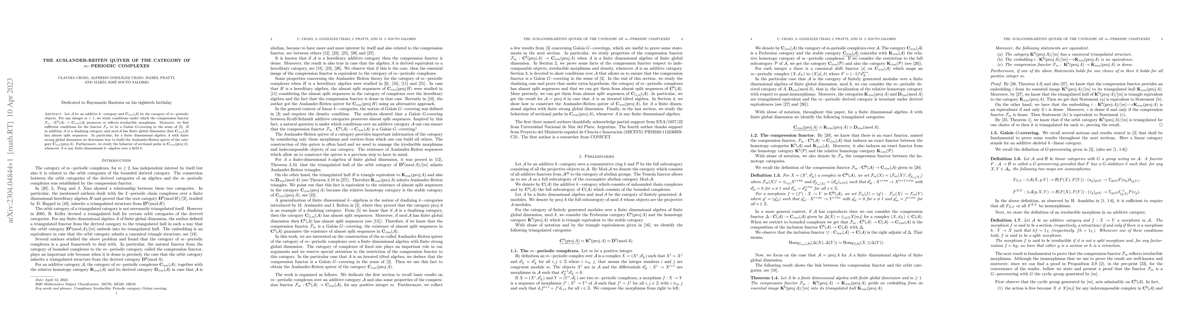 Thumbnail for The Auslander-Reiten quiver of the category of m-periodic complexes