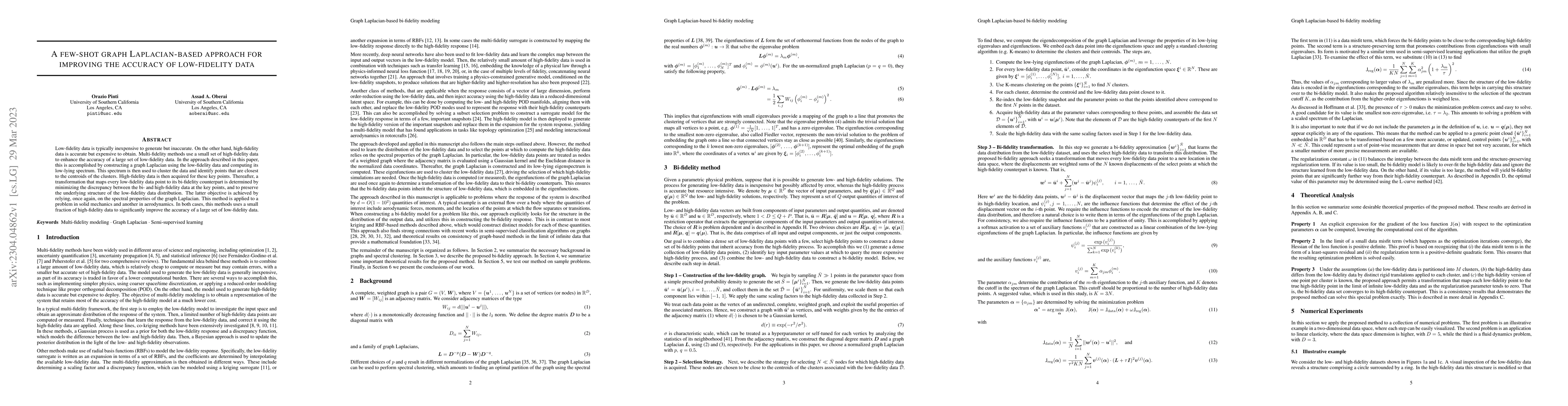 Thumbnail for A few-shot graph Laplacian-based approach for improving the accuracy of
  low-fidelity data