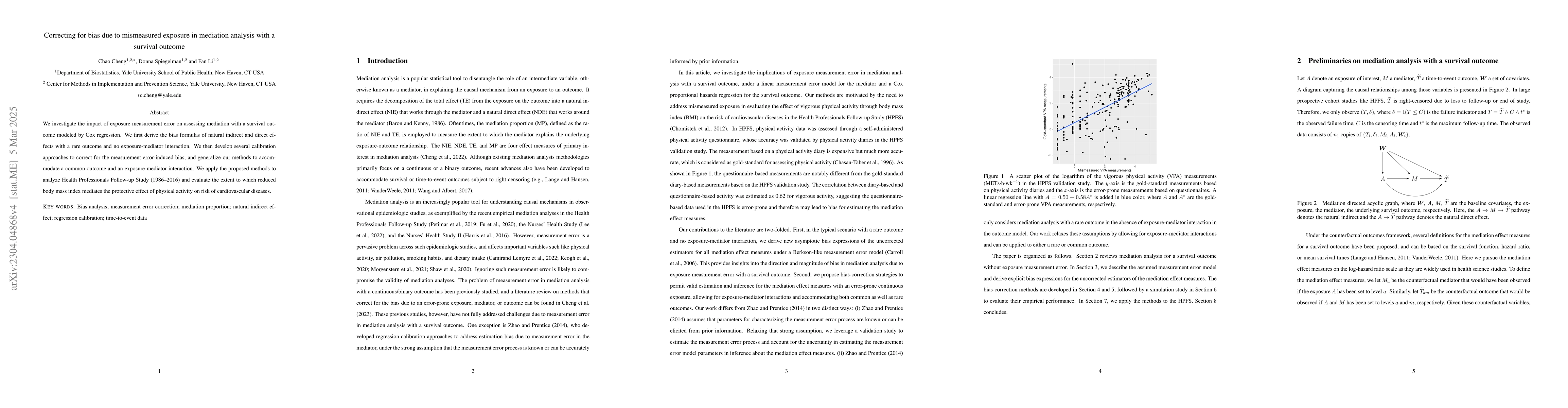 Thumbnail for Correcting for bias due to mismeasured exposure in mediation analysis
  with a survival outcome