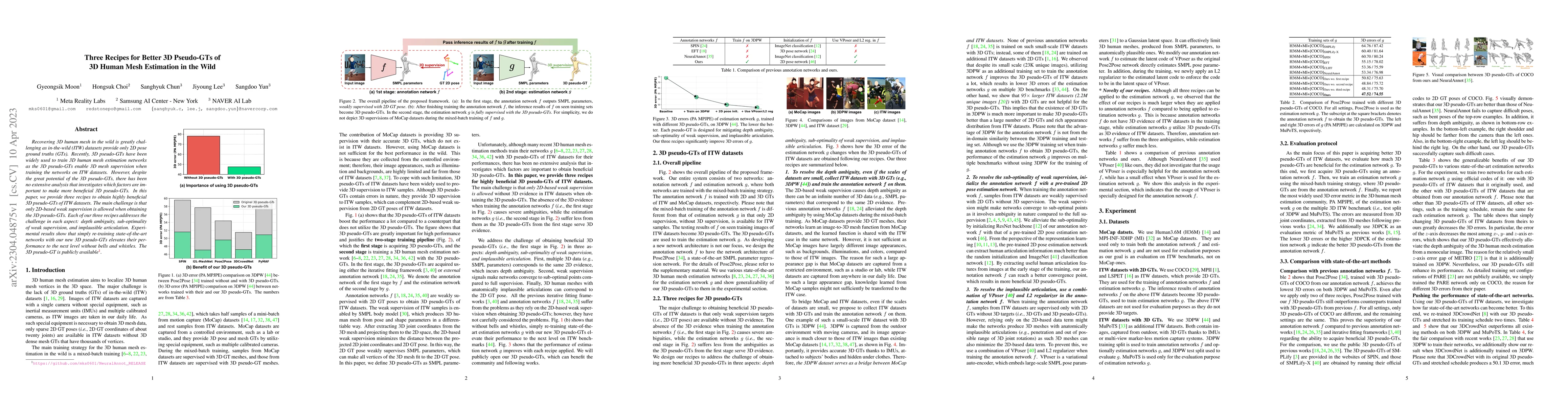 Thumbnail for Three Recipes for Better 3D Pseudo-GTs of 3D Human Mesh Estimation in
  the Wild