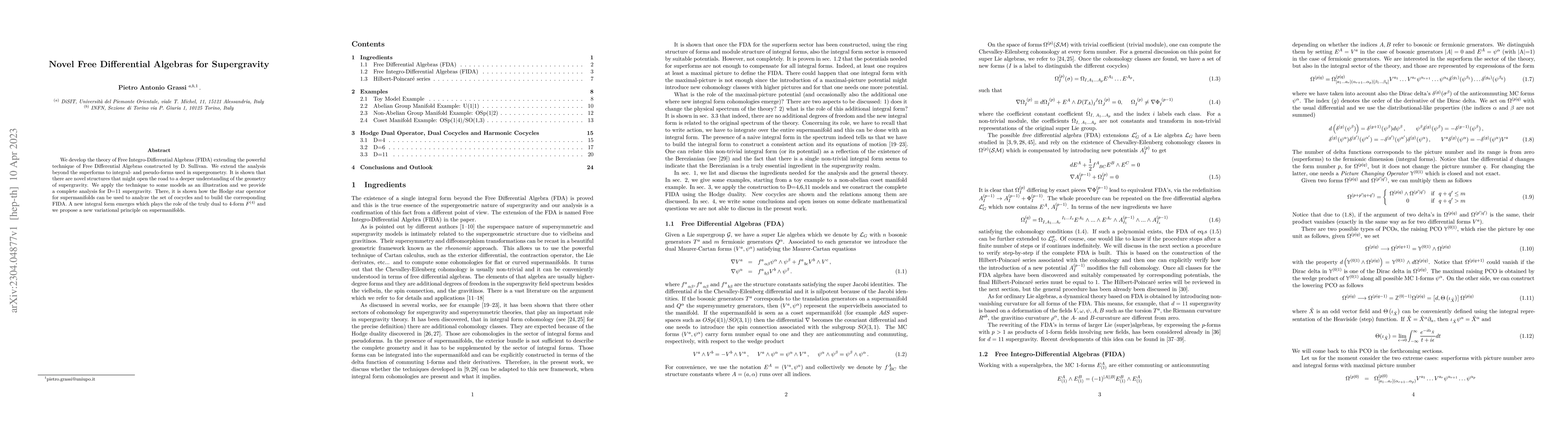 Thumbnail for Novel Free Differential Algebras for Supergravity