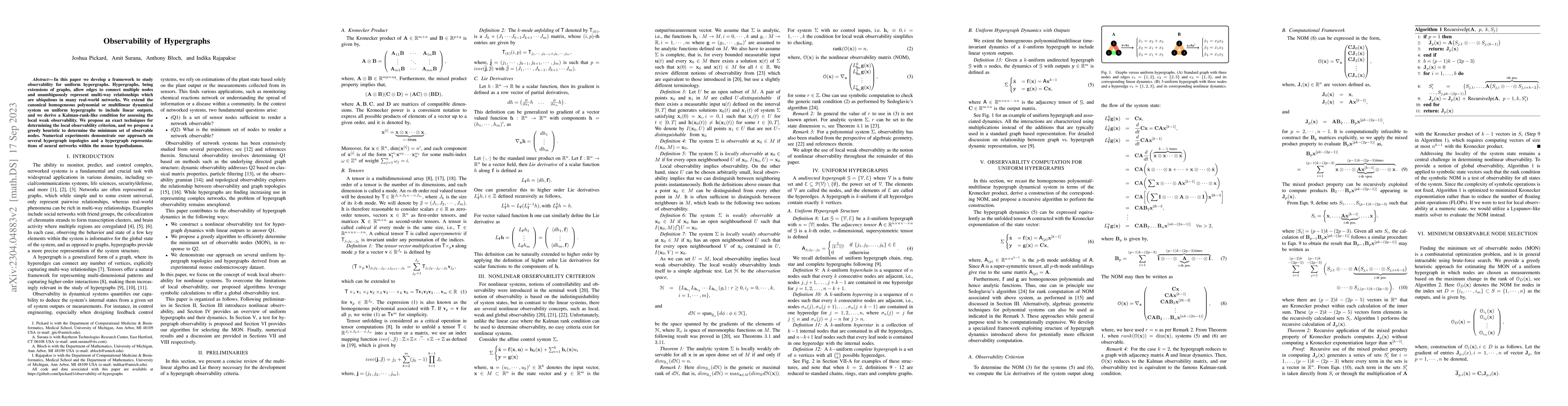 Thumbnail for Observability of Hypergraphs