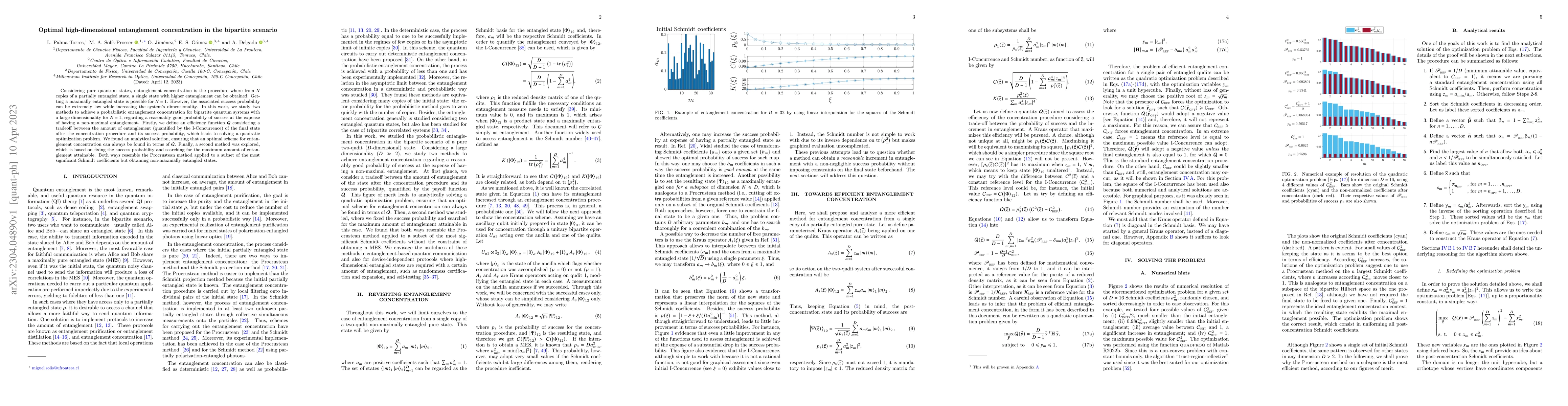 Thumbnail for Optimal high-dimensional entanglement concentration in the bipartite
  scenario