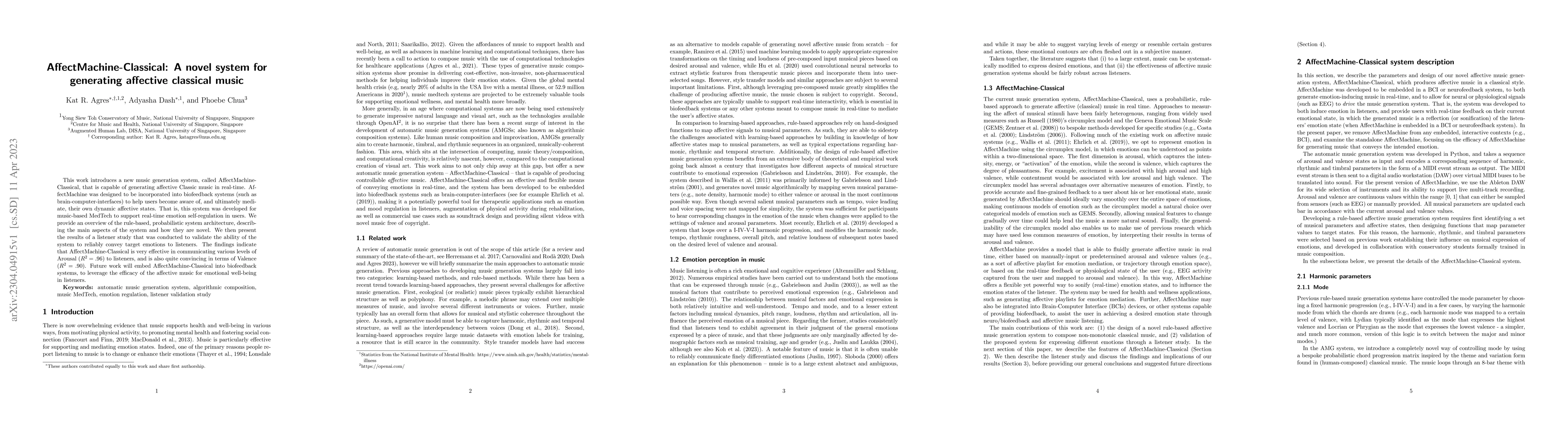 Thumbnail for AffectMachine-Classical: A novel system for generating affective
  classical music