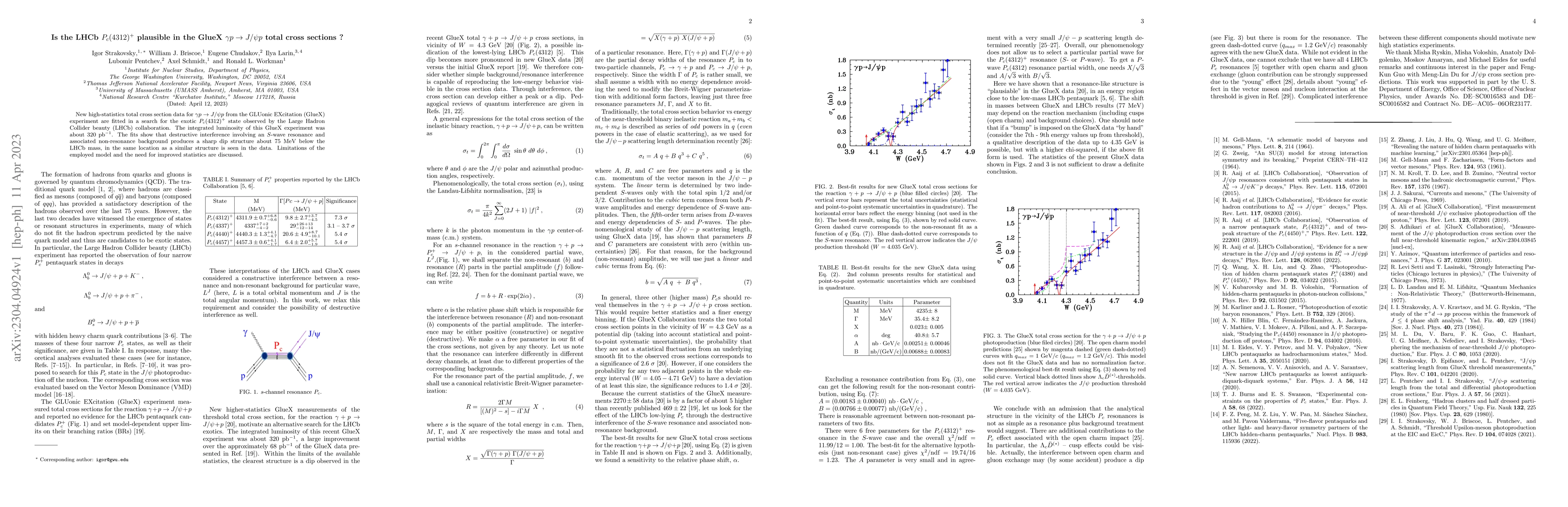 Thumbnail for Is the LHCb $P_c(4312)^+$ plausible in the GlueX $\gamma p\to J/\psi p$
  total cross sections ?