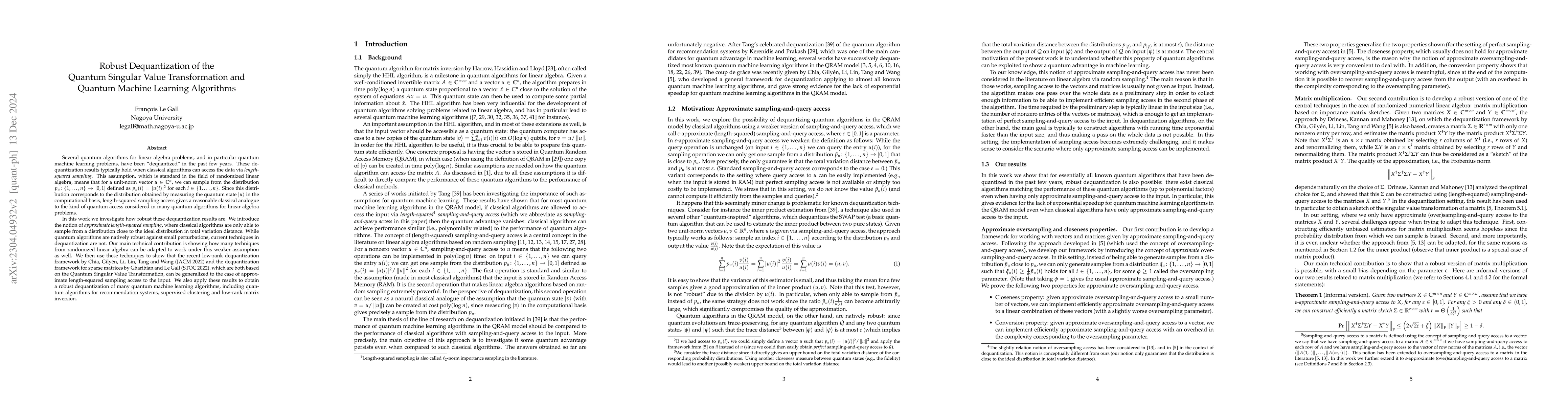 Thumbnail for Robust Dequantization of the Quantum Singular value Transformation and
  Quantum Machine Learning Algorithms