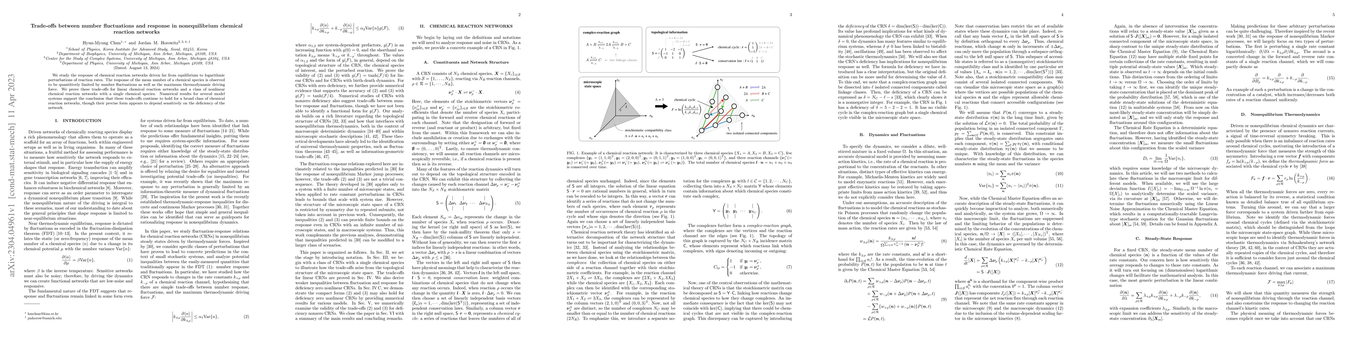 Thumbnail for Trade-offs between number fluctuations and response in nonequilibrium
  chemical reaction networks