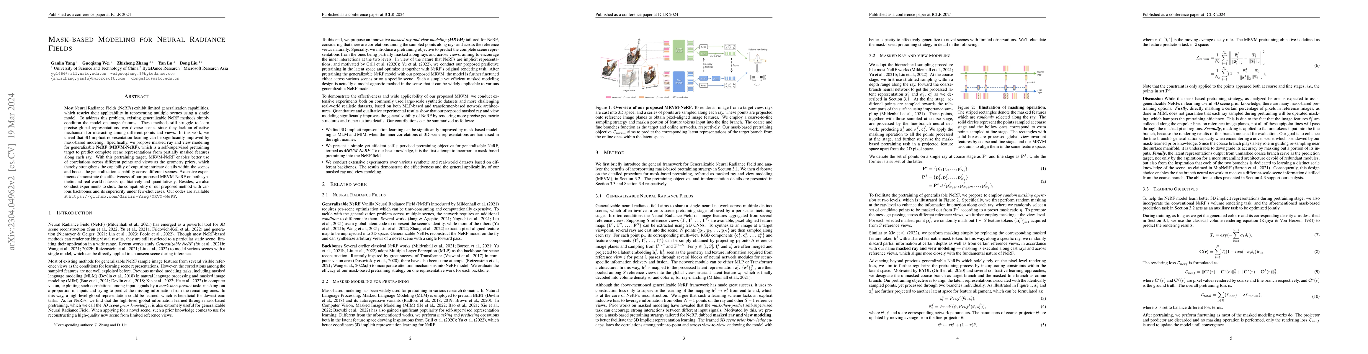 Thumbnail for Mask-Based Modeling for Neural Radiance Fields