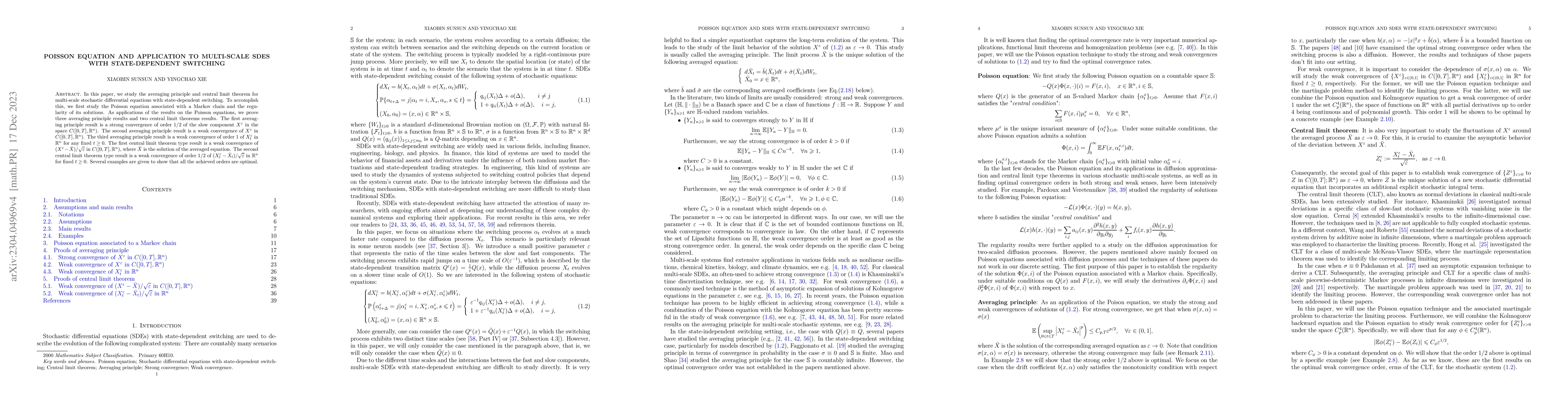 Thumbnail for Poisson Equation and Application to Multi-Scale SDEs with
  State-Dependent Switching