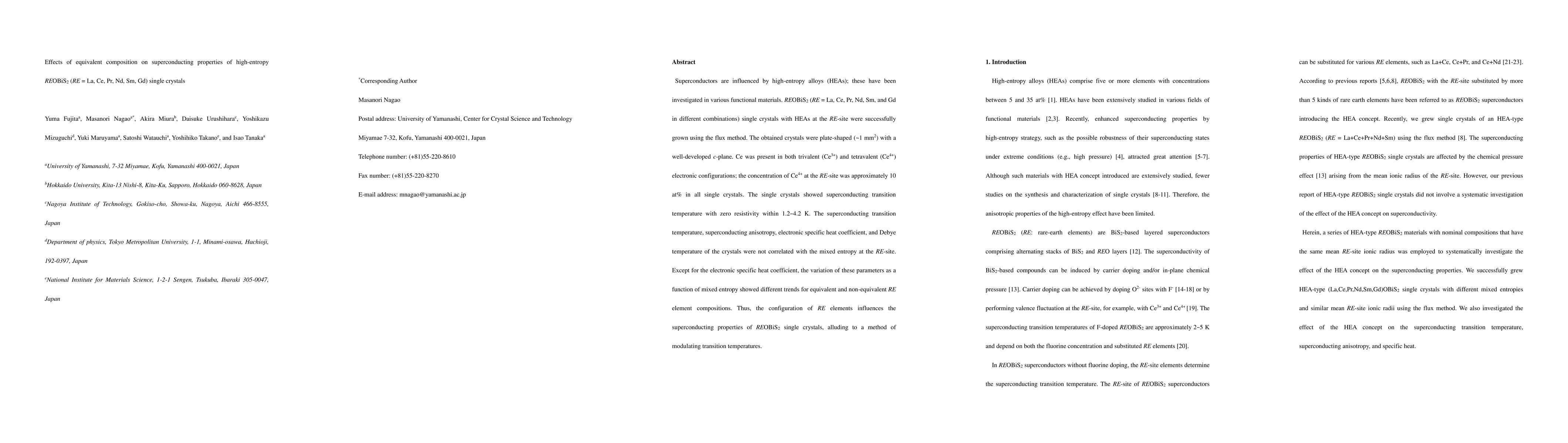 Thumbnail for Effects of equivalent composition on superconducting properties of
  high-entropy REOBiS$_2$ (RE = La, Ce, Pr, Nd, Sm, Gd) single crystals
