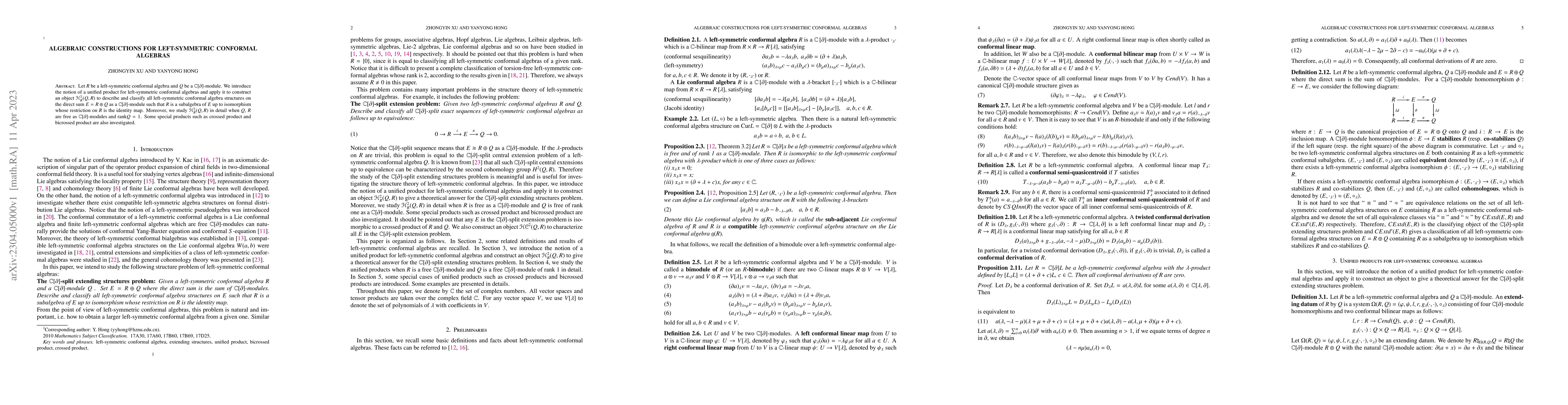 Thumbnail for Algebraic constructions for left-symmetric conformal algebras