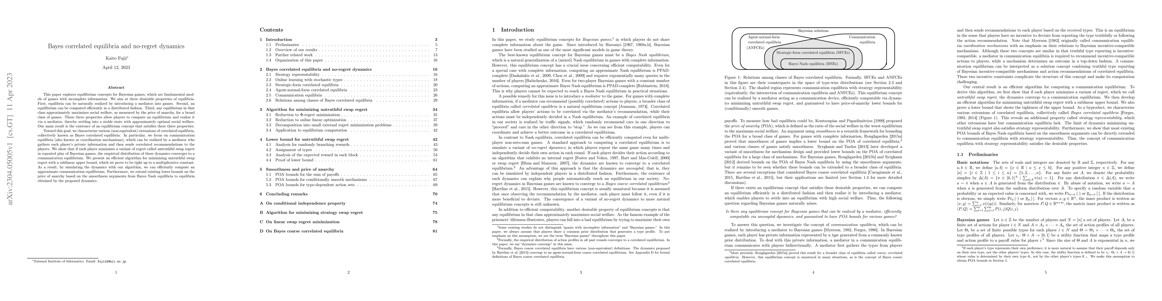 Thumbnail for Bayes correlated equilibria and no-regret dynamics