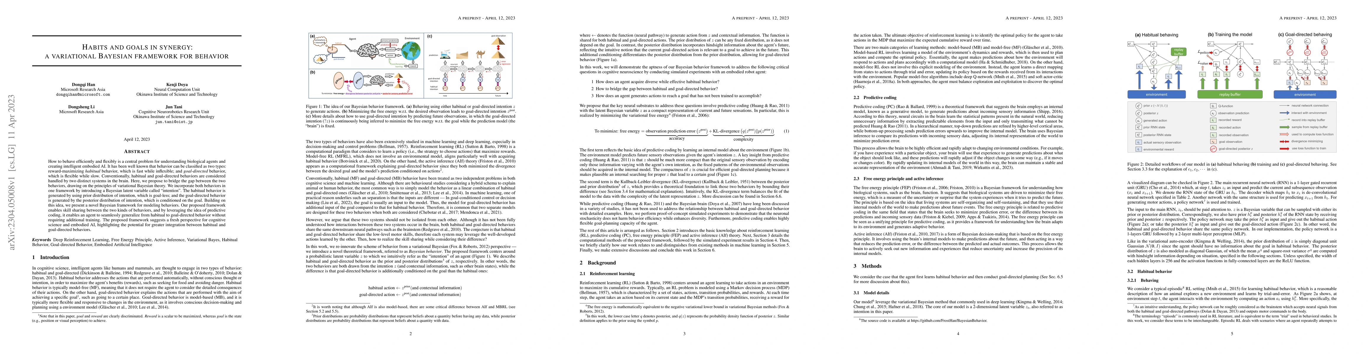 Thumbnail for Habits and goals in synergy: a variational Bayesian framework for
  behavior
