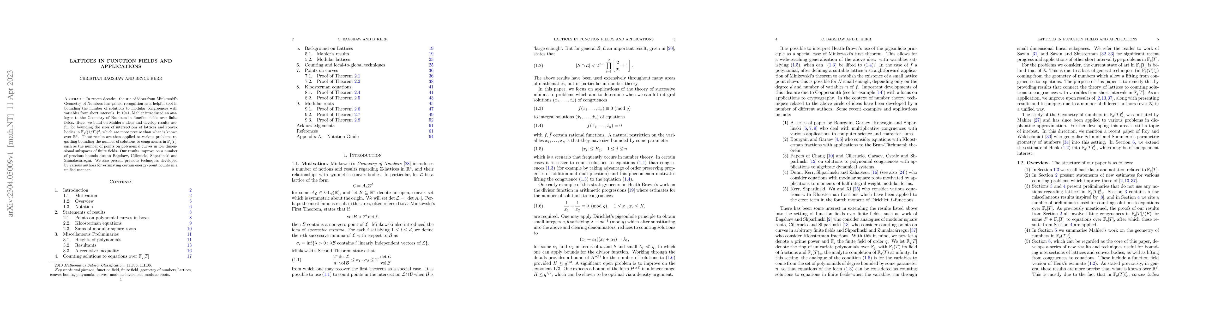 Thumbnail for Lattices in function fields and applications