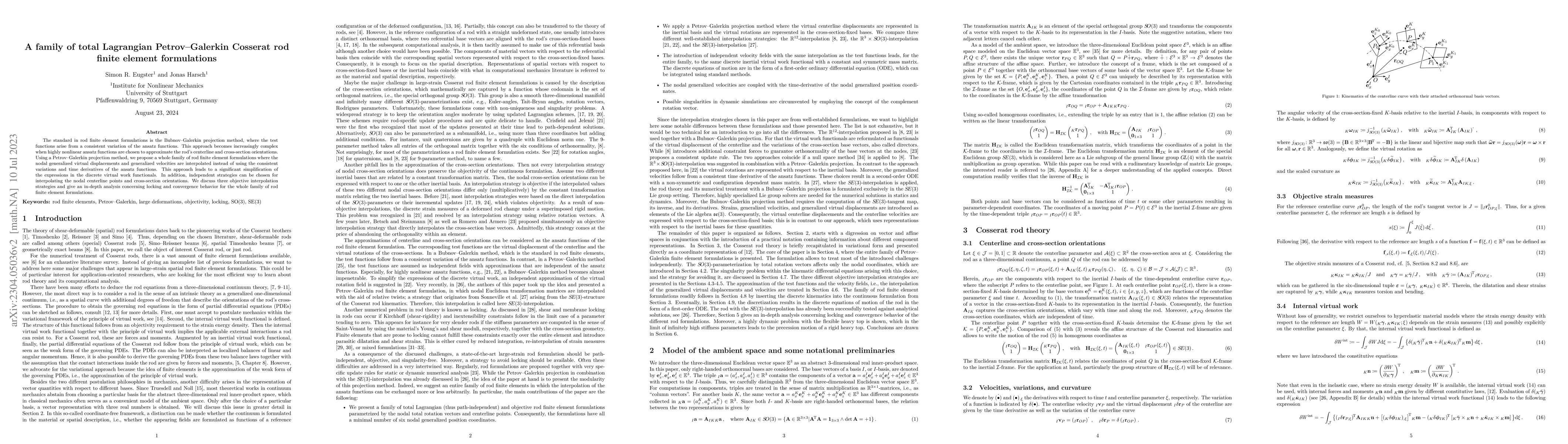 Thumbnail for A family of total Lagrangian Petrov-Galerkin Cosserat rod finite element
  formulations