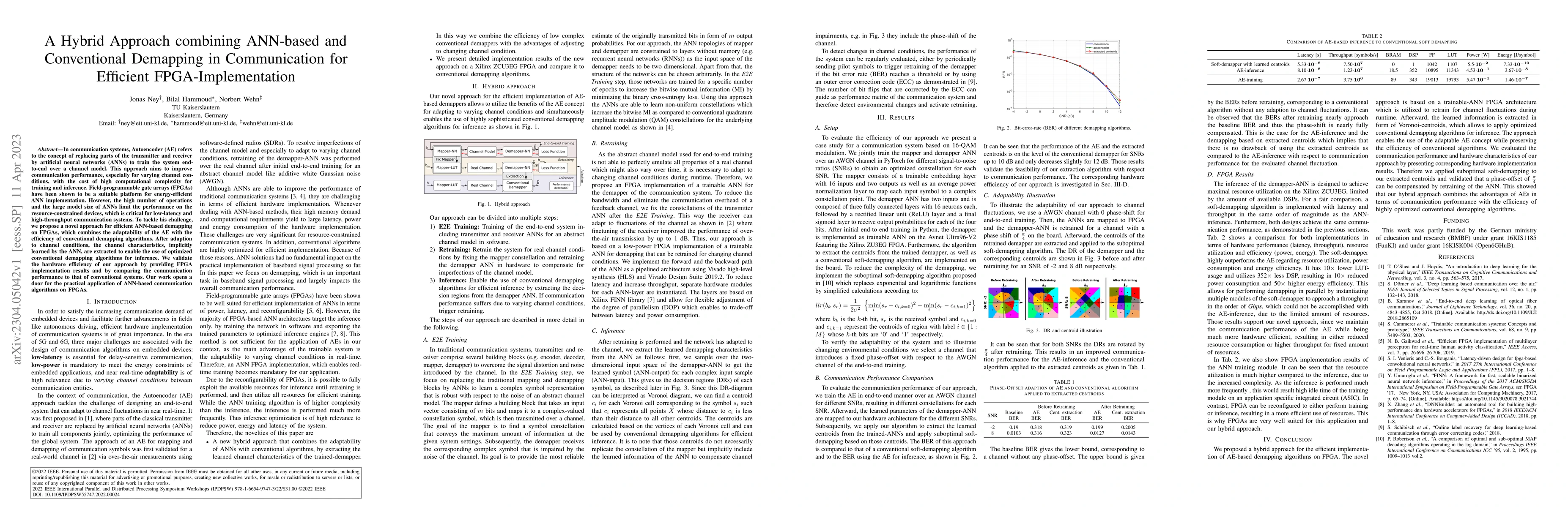 Thumbnail for A Hybrid Approach combining ANN-based and Conventional Demapping in
  Communication for Efficient FPGA-Implementation