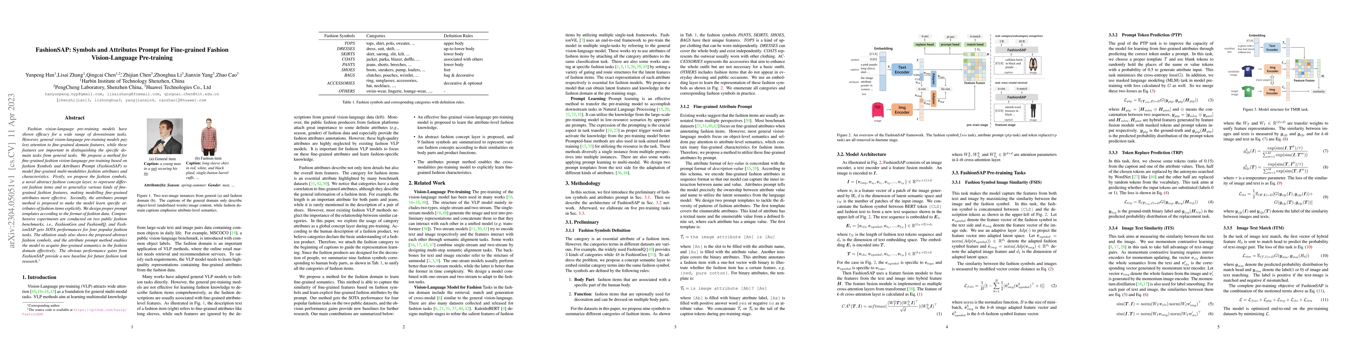 Thumbnail for FashionSAP: Symbols and Attributes Prompt for Fine-grained Fashion
  Vision-Language Pre-training