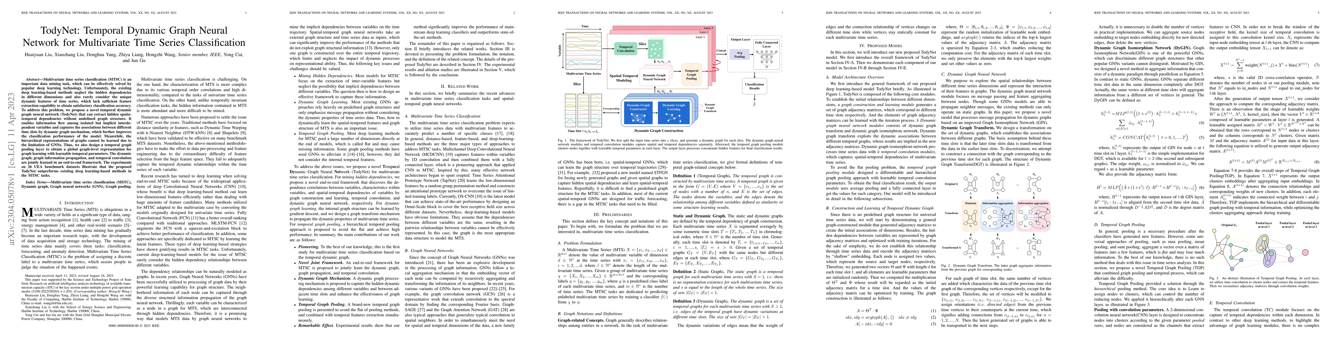 Thumbnail for TodyNet: Temporal Dynamic Graph Neural Network for Multivariate Time
  Series Classification