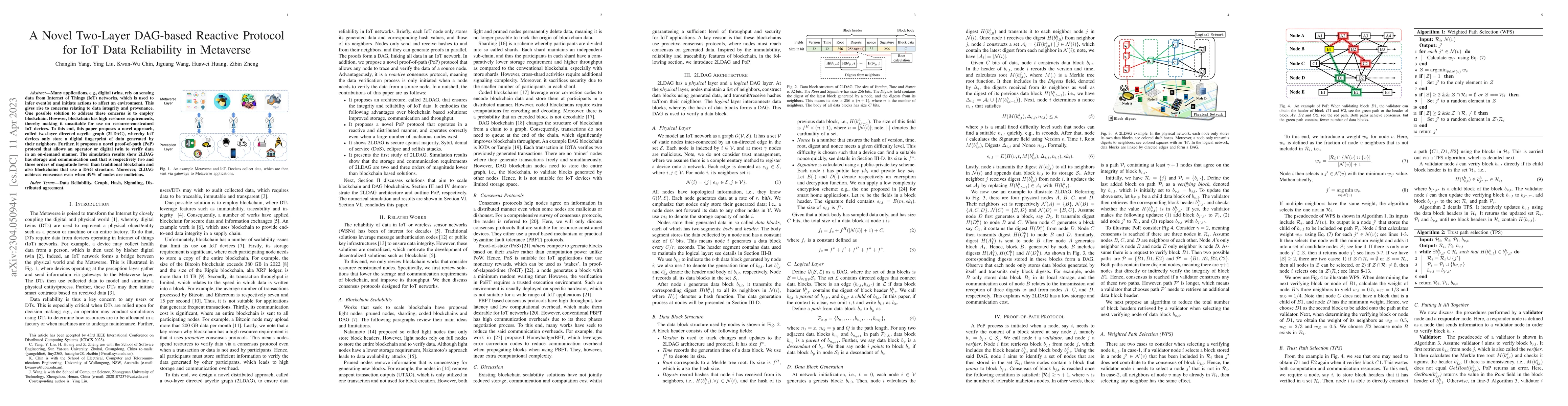 Thumbnail for A Novel Two-Layer DAG-based Reactive Protocol for IoT Data Reliability
  in Metaverse