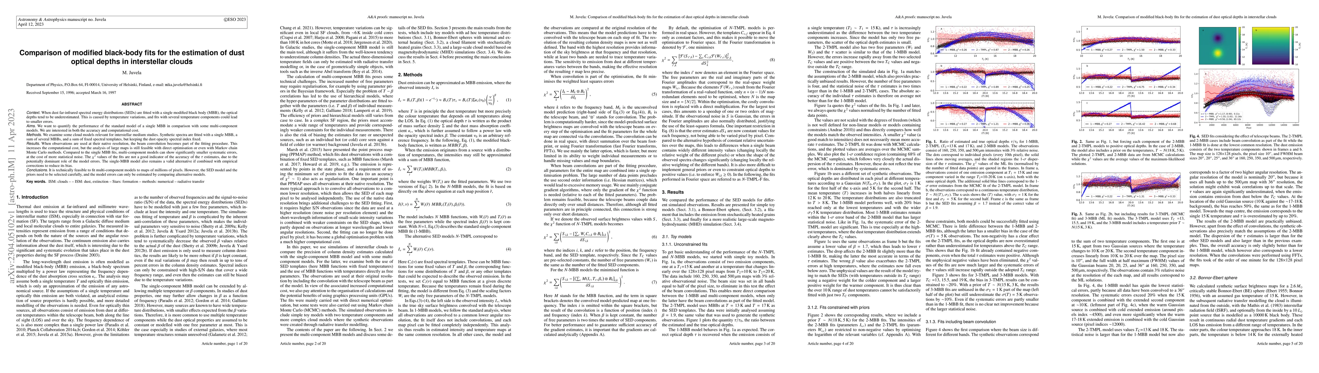 Thumbnail for Comparison of modified black-body fits for the estimation of dust
  optical depths in interstellar clouds