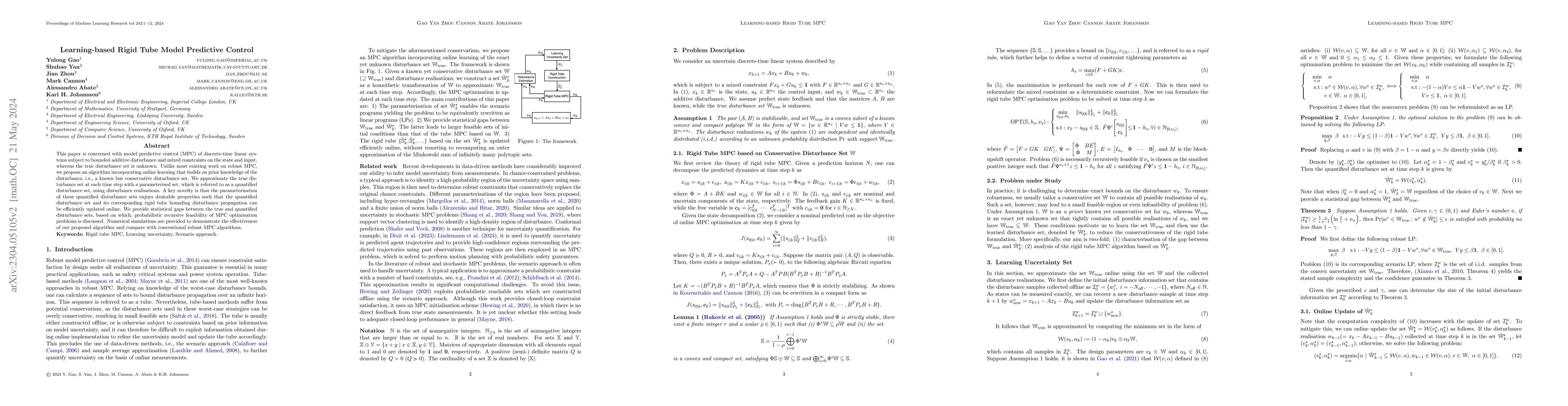 Thumbnail for Learning-based Rigid Tube Model Predictive Control