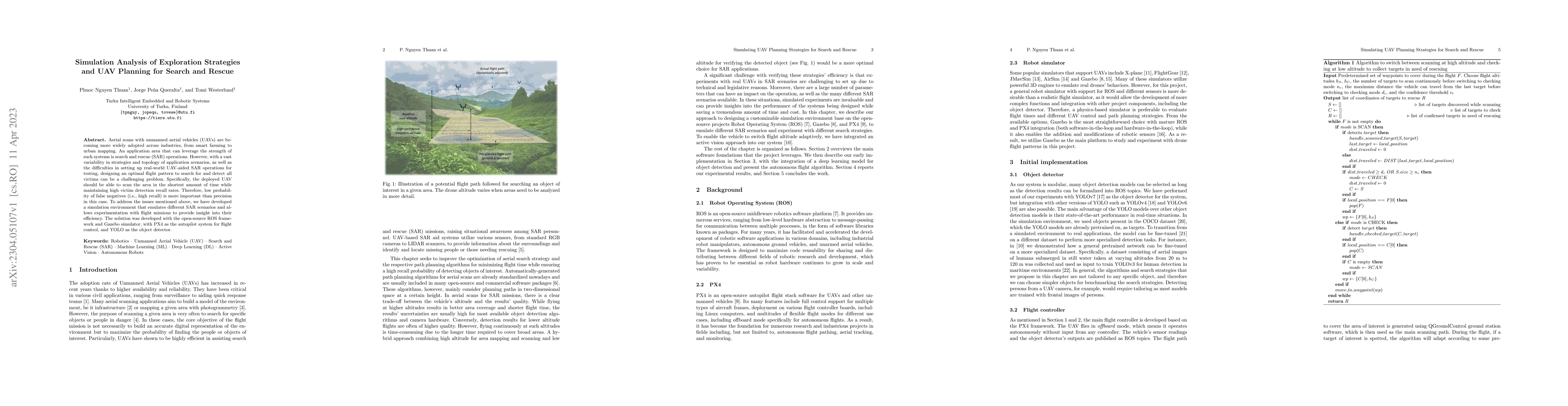Thumbnail for Simulation Analysis of Exploration Strategies and UAV Planning for
  Search and Rescue
