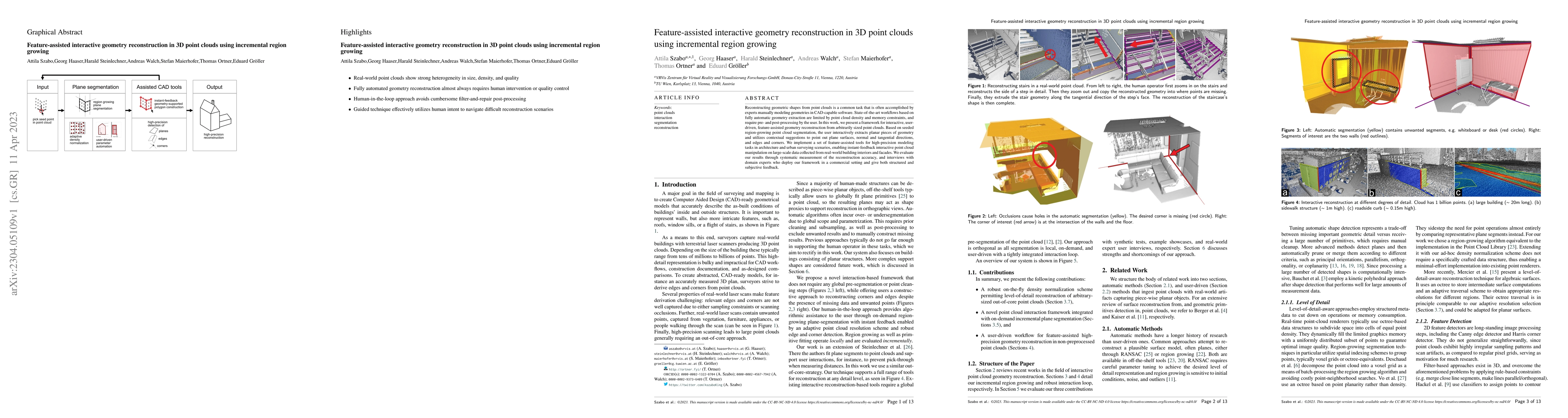 Thumbnail for Feature-assisted interactive geometry reconstruction in 3D point clouds
  using incremental region growing