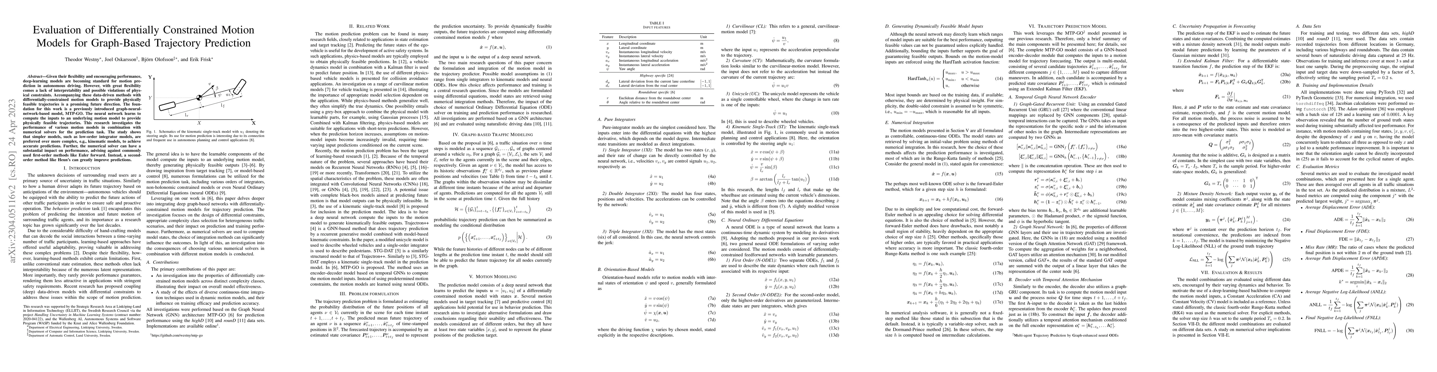 Thumbnail for Evaluation of Differentially Constrained Motion Models for Graph-Based
  Trajectory Prediction