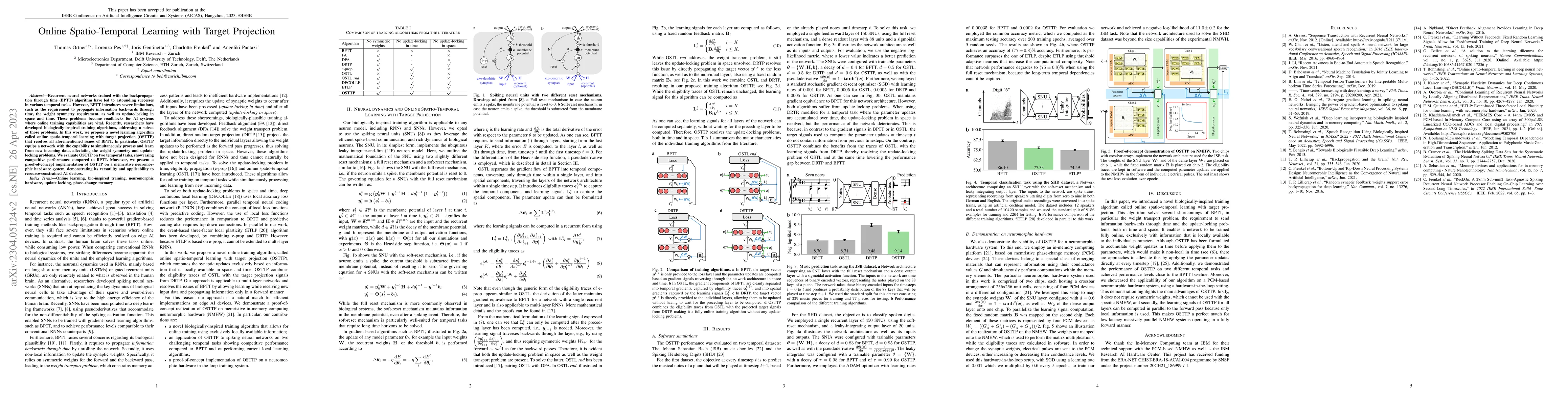 Thumbnail for Online Spatio-Temporal Learning with Target Projection