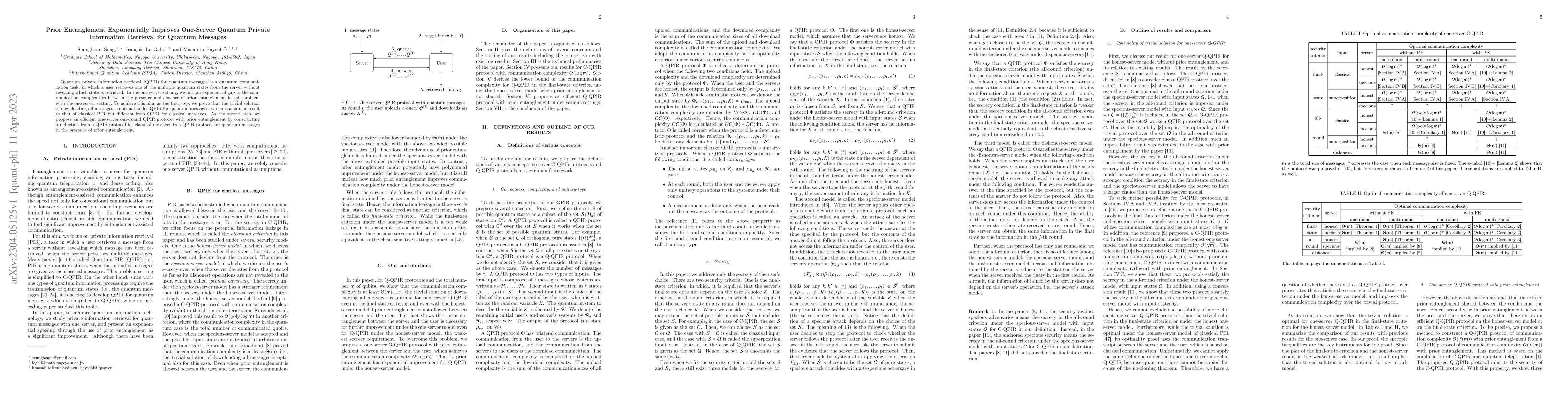 Thumbnail for Prior Entanglement Exponentially Improves One-Server Quantum Private
  Information Retrieval for Quantum Messages