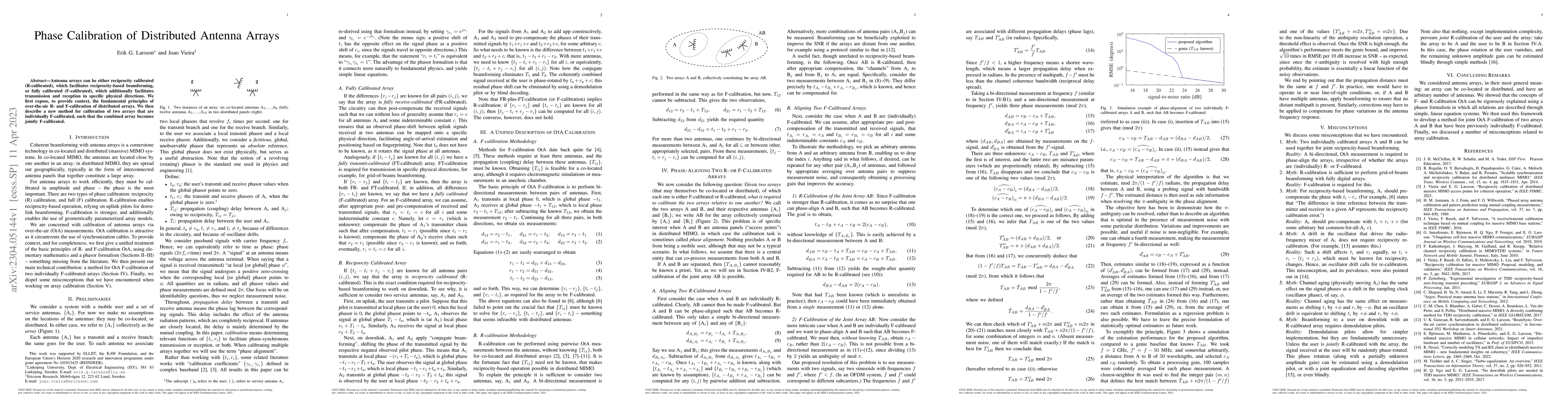 Thumbnail for Phase Calibration of Distributed Antenna Arrays