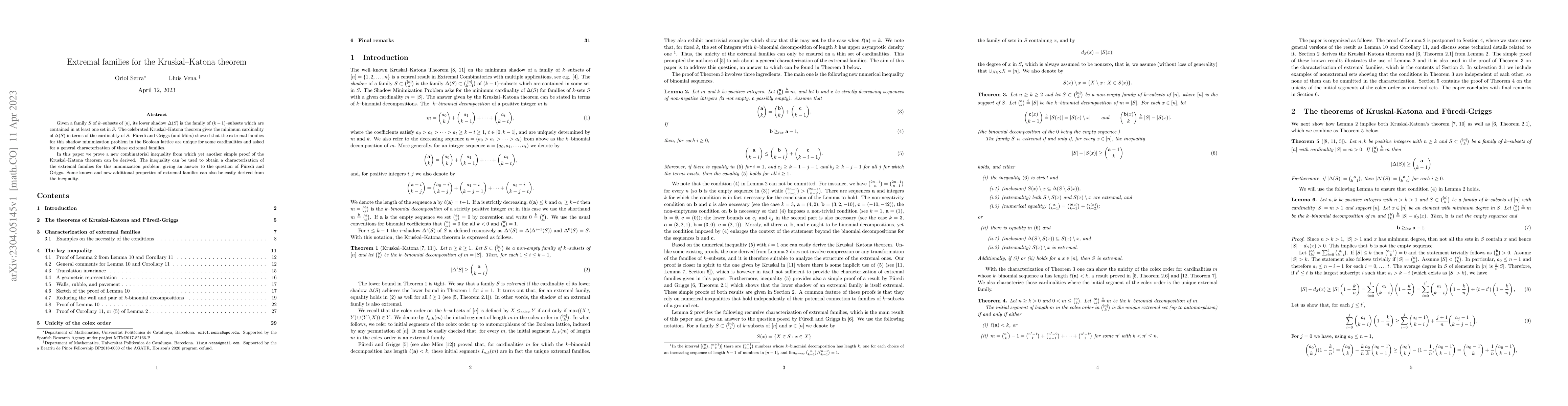 Thumbnail for Extremal families for the Kruskal--Katona theorem