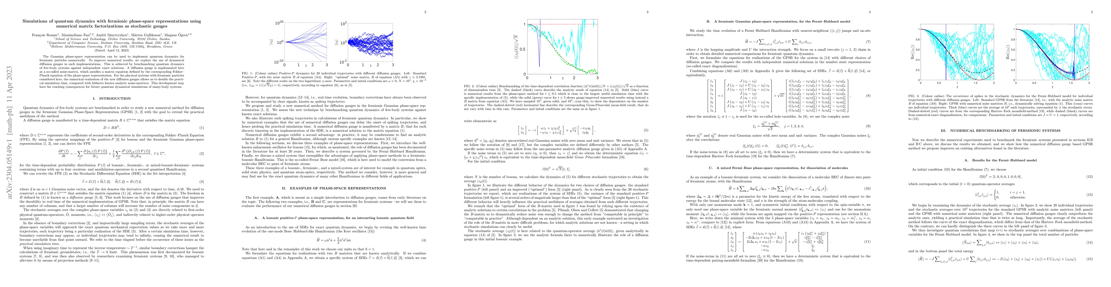 Thumbnail for Simulations of quantum dynamics with fermionic phase-space
  representations using numerical matrix factorizations as stochastic gauges
