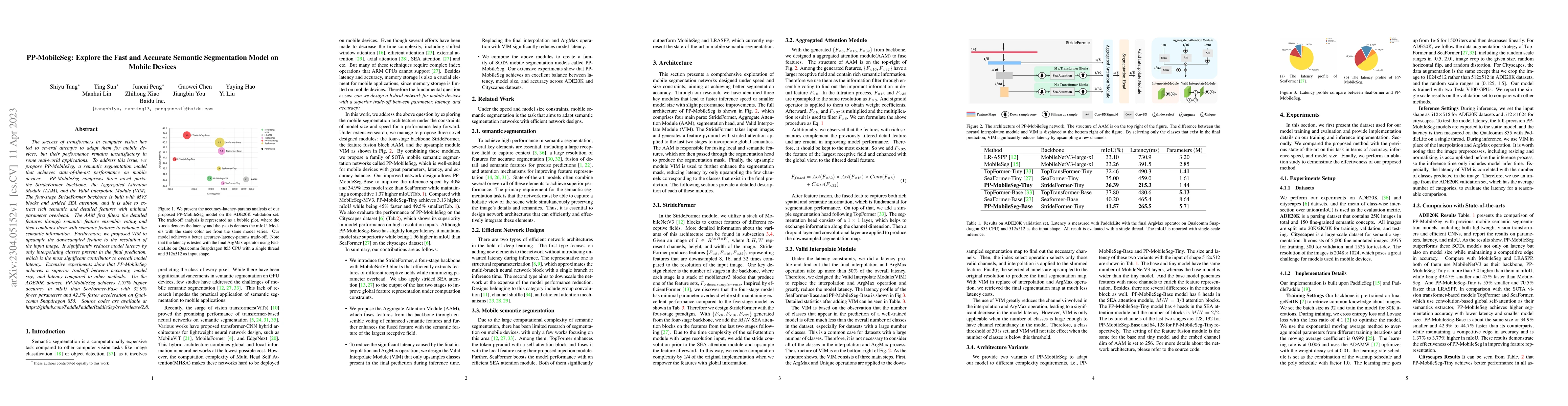 Thumbnail for PP-MobileSeg: Explore the Fast and Accurate Semantic Segmentation Model
  on Mobile Devices