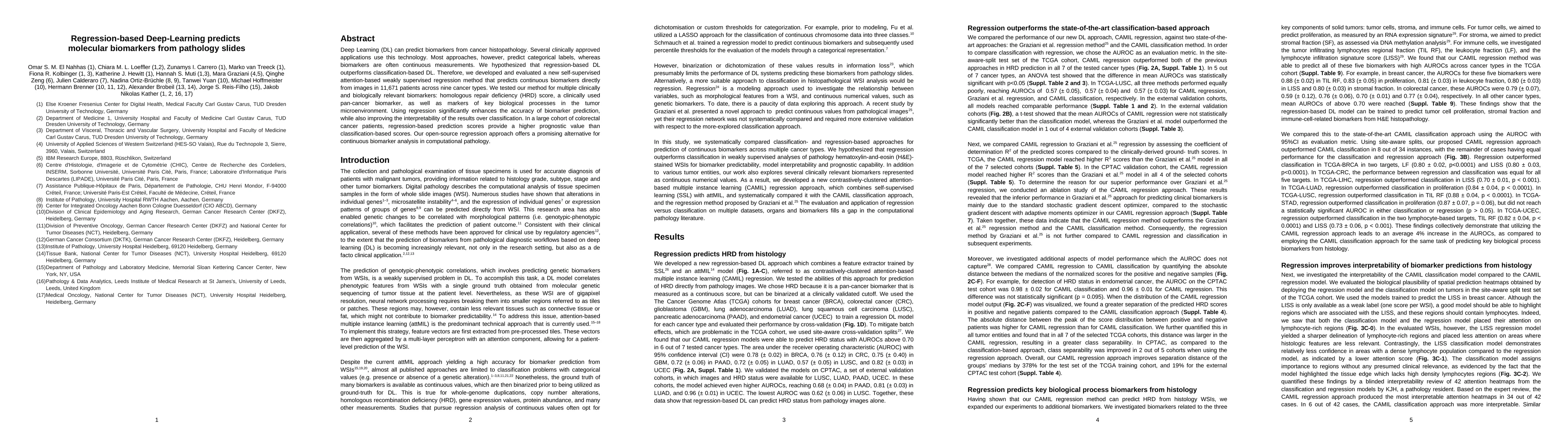Thumbnail for Regression-based Deep-Learning predicts molecular biomarkers from
  pathology slides