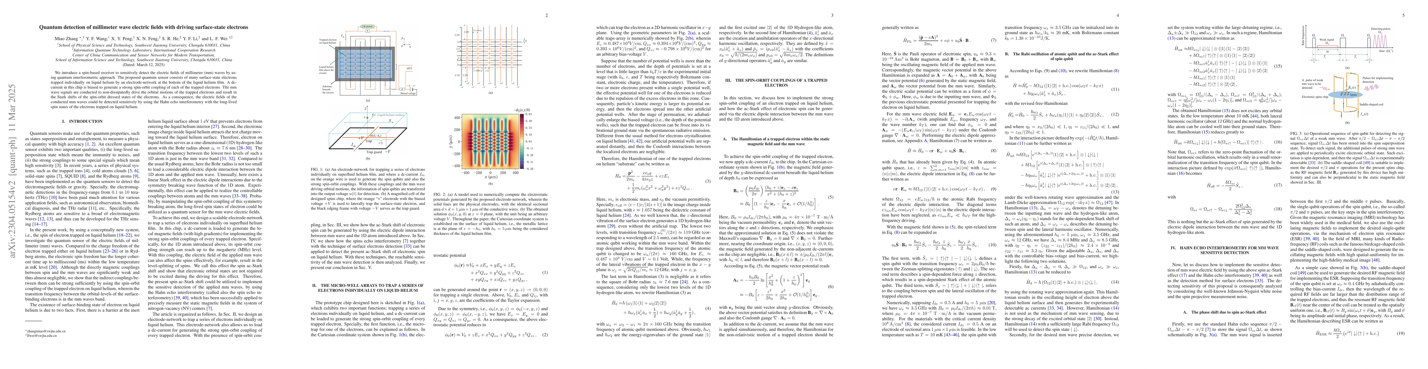 Thumbnail for Sensitive detection of millimeter wave electric field by driving trapped
  surface-state electrons